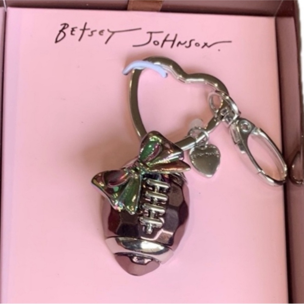 Betsey Johnson FOOTBALL BOW KEY FOB CHARM